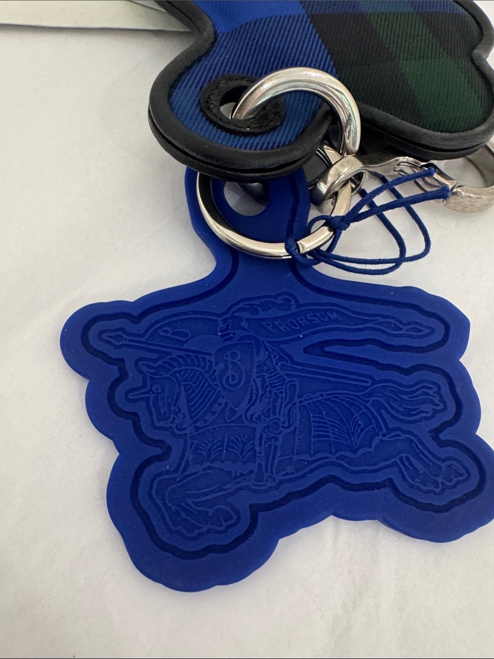 Burberry Blue and Black Plaid Key & Card Holder Charm - Picture 2 of 4